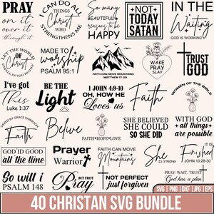 Christian Svg Bundle, Faith Svg, Bible Verse Svg, Blessed Svg, God Svg, Religious Quotes, Scripture Svg, Cut Files For Cricut, Silhouette
