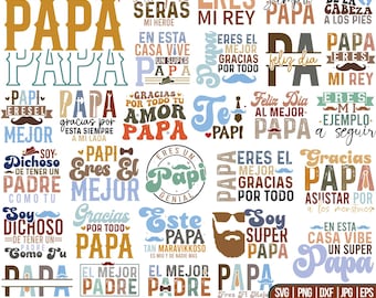 Paquete de SVG para el Día del Padre en español: SVG del Día del Padre, SVG para papá en español, Frases para Papá SVG, SVG para papá, Gracias Papá SVG, Padre mexicano para Cricut