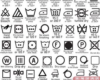 Paquete de símbolos de lavandería en formato SVG y PNG, lavandería SVG, letrero de lavandería SVG, guía de lavandería SVG, instrucciones de lavado SVG, icono de lavandería SVG, archivos para Cricut