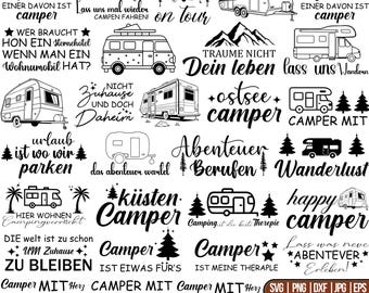 German Camping SVG Bundle: Camper Van, Hiking Quotes (Digital Download)