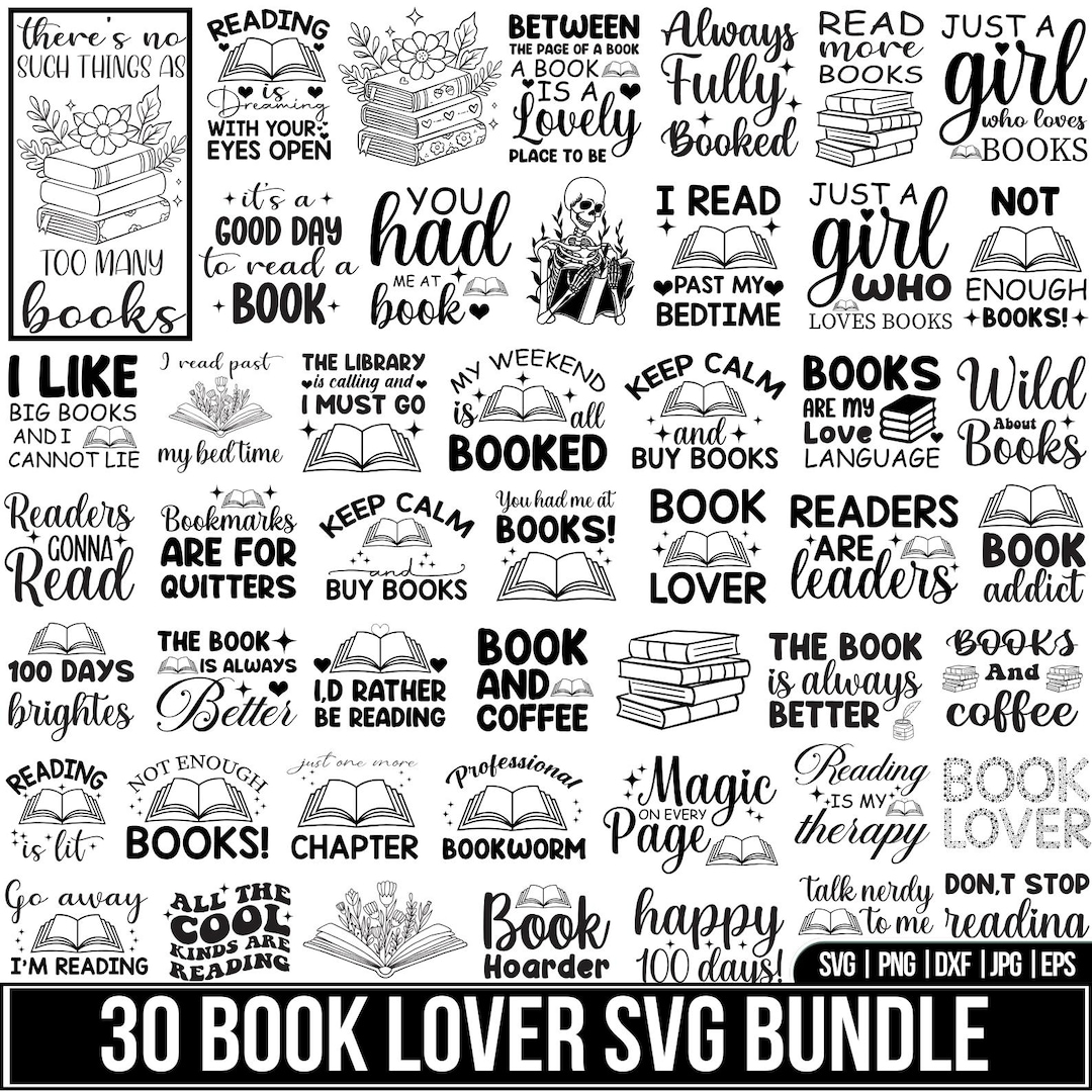 Reading SVG PNG Bundle: Book Lover Designs, Book Lovers Svg, Floral ...