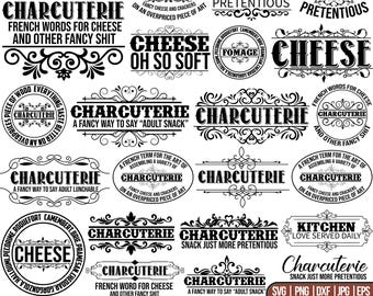 Charcuterie Board SVG-Bundle, Schneidebrett dafür, Schneidebrett für Küche, Backen für Cricut und Charcuterie