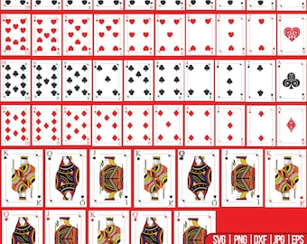 May include: A full deck of playing cards, with all suits and face cards displayed. The cards are arranged in rows, showing hearts, diamonds, clubs, and spades. The text "30 FULL DECK PLAYING CARD SVG" is at the bottom.