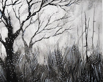 Grasses in the Mist | Ink on paper