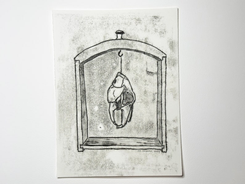 Shadow Box Skull Monoprint image 3