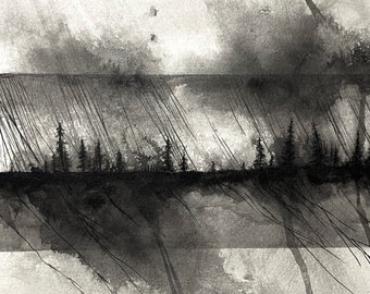 Storm-tossed | Ink painting on panel