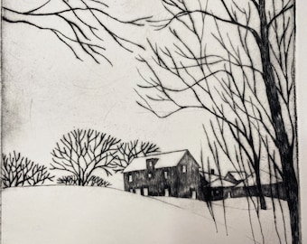 A Blanket of Snow (1/12) | Drypoint print