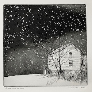 Cellar Door in Snow Intaglio etching print image 2