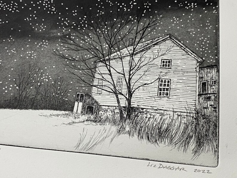 Cellar Door in Snow Intaglio etching print image 4