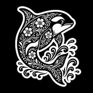 Indigenous Orca Vinyl Sticker | Métis Art | Water Bottle and Journal Stickers