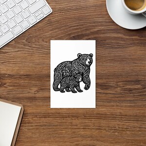 carte postale ours et oursons | Art autochtone | Art canadien | Fête des Pères Fête des Mères | carte d'anniversaire | Maman ours | Carte vierge
