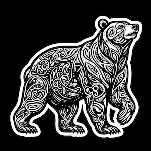 Métis Bär Vinyl Aufkleber | Einheimische Bären Illustration | Aufkleber für Wasserflaschen | Bastelbedarf | Indigene Kunst