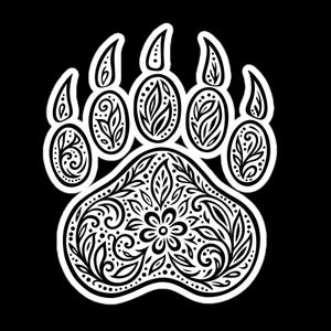 Pegatina de vinilo de pata de oso métis / Ilustración de oso indígena / Pegatinas para botellas de agua / Materiales para manualidades / Arte indígena