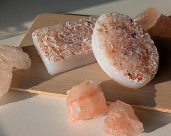 Sapone Naturale Rosa & Sale dell' Himalaya – Fatto a Mano, Idratante, Esfoliante