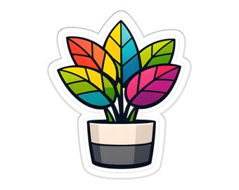 Geometric Botanical Pride Sticker: Modern Houseplant Pride Month Decor for Laptop and Water Bottle