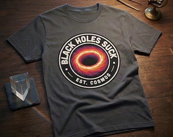 Black Hole Pun Retro 90s Badge T-Shirt | Astrophysics Lover Gift