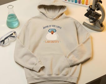 Silly Goose Lab Technician Gift: Retro Science Hoodie with Safety Goggles Graphic, Cozy Chemistry Pullover