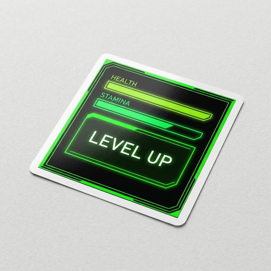 Isekai RPG Status Screen Sticker: Minimalist Gaming HUD Decal, Neon ...