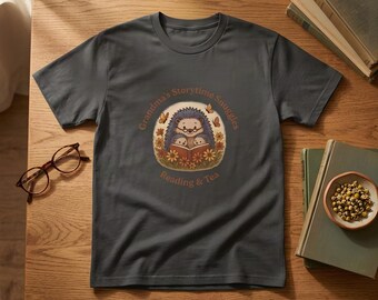 Grandma Book Lover Hedgehog Storytime Tee, Cozy Reading Grandma Gifts