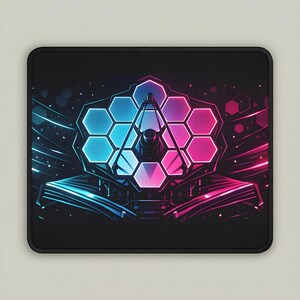 Mousepad Gamer James Webb Space Telescope, Tapete de Mesa Neon para Gamers com Estampa do Espaço Sideral