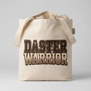 Daster Warrior Canvas Tote Bag: Funny Mom Gift for Mother's Day, Earthy Brown Aesthetic Bag