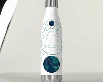 NASA Artemis Lunar Trajectory 20oz Insulated Bottle: Minimalist Space Mission Stainless Steel Water Flask