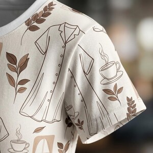 Minimalist T-Shirt Dress: Slow Living Line Art, Boho Daster Coklat Inspired Loungewear, Comfortable Earthy House Dress for Her