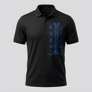 SpaceXロケット設計図ポロシャツ：航空宇宙工学技術シャツ