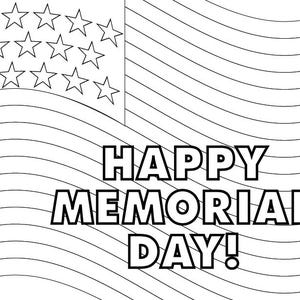 Memorial Day Coloring Book Page Digital Download