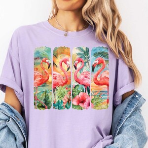Comfort Colors® Flamingo Shirt, Floral Summer T-Shirt, Cool Flamingo Tee Gift, Animal Lover Shirt, Gift For Mom, Women Summer Flamingo Shirt