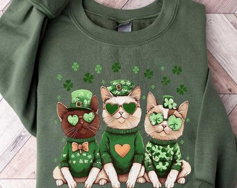 St Patricks Day Cats Shirt, Funny Irish Cats Shirt, Patricks Day Shirt, Cat with Shamrocks Shirt, St Patty's Day, Gift For Cat Lover