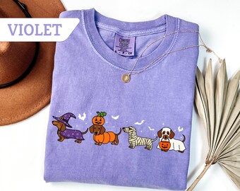 Comfort Colors® Halloween Dachshund Shirt, Halloween Cute Dog Sweatshirt, Cute Ghost Dogs Halloween Shirt, Funny Halloween Sweater