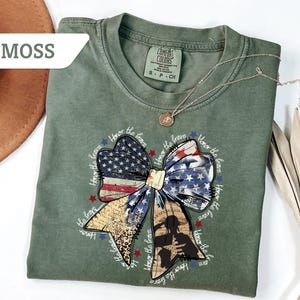 Comfort Colors®Coquette 4th of July Bow T Shirt, Soft Girl Patriotic Shirt, Cute Independence Day Tee, Memorial Day Shirt, USA Shirt Gift