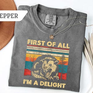 Comfort Colors® Funny Opossum Shirts Angry Opossum TShirt, First Of All I&#39;m A Delight, Opossum Lover, First Of All I&#39;m A Delight