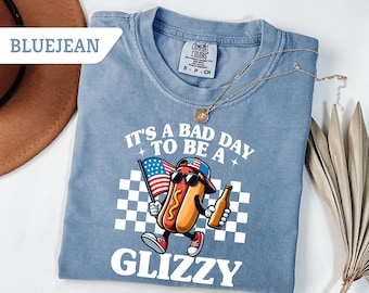 Camiseta Comfort Colors® "No es un mal día para ser brillante", camiseta del 4 de julio, regalo de Estados Unidos, camiseta del Día de la Independencia, camiseta divertida de perrito caliente