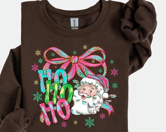 Vintage Santa Ho Ho Ho Christmas Sweatshirt, Funny Holiday Graphic Tee, Retro Santa Claus, Holiday Party Outfit, Family Holiday Sweater