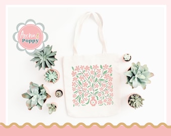 Blumenvase Einkaufstasche | Blumen Frühling Tote Shopper Sommer Tasche Umweltfreundliche Tasche Wiederverwendbare Einkaufstasche Personalisierung