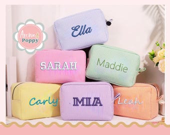 Personalisierte Kosmetiktasche aus Seersucker