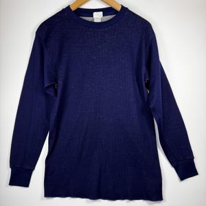 Vintage Medalist Allen A Navy Blue Thermal Shirt Mens Large Made in USA Long Sleeve Waffle Knit