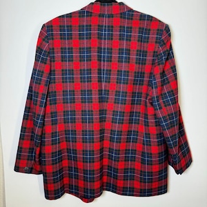 Vintage Pendleton Wool Blazer: Red Navy Tartan Plaid, Size 16, Made in USA image 5