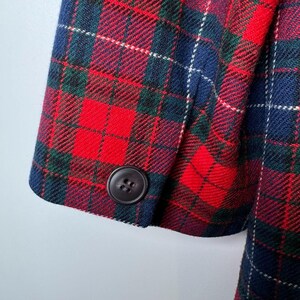 Vintage Pendleton Wool Blazer: Red Navy Tartan Plaid, Size 16, Made in USA image 6