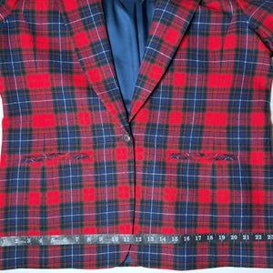 Vintage Pendleton Wool Blazer: Red Navy Tartan Plaid, Size 16, Made in USA image 9