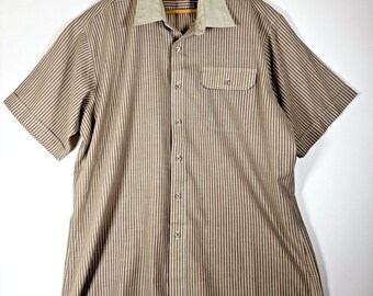 Camisa vintage a rayas Oleg Cassini para hombre, talla XL, estilo retro de los años 90, con botones