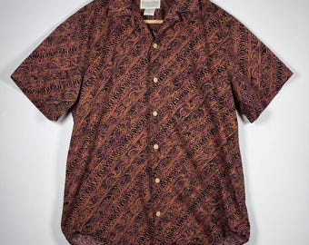 Camisa vintage Banana Republic Safari and Travel para hombre, talla XS, marrón y negra, ropa de resort