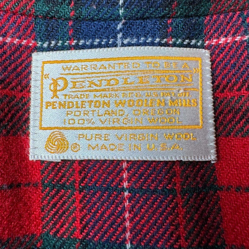 Vintage Pendleton Wool Blazer: Red Navy Tartan Plaid, Size 16, Made in USA image 2