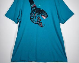 Camiseta vintage de orca de los años 80 con gráfico de la costa noroeste