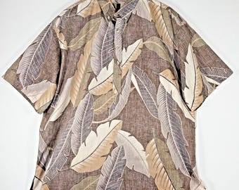 Camisa Tori Richard Honolulu con estampado inverso para hombre, talla XL, color marrón, estilo popover, Aloha USA