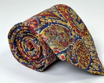 Corbata de seda vintage ETRO con estampado floral de cachemira, diseñador italiano de los años 90