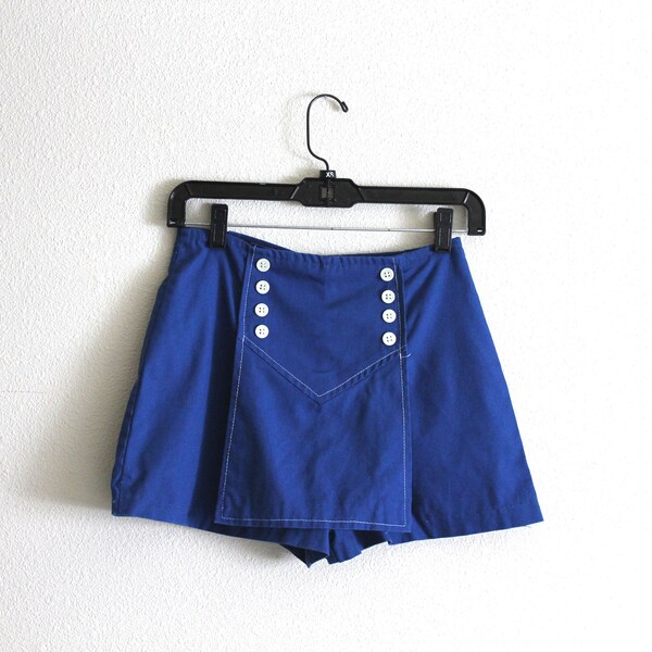 Vintage Blue Distressed Hem Shorts
