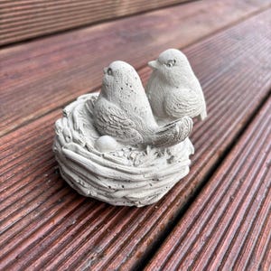 Concrete bird statue. Lovebirds in a Nest – Handcrafted Concrete Sculpture,